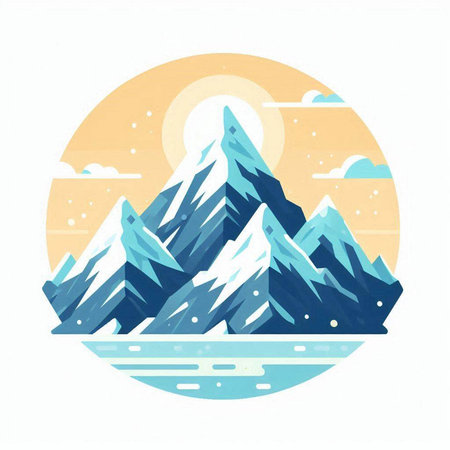 Mountain landscape. Vector illustration in flat style. Elements for designのイラスト素材