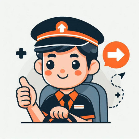 Illustration of a Postman in Uniform Giving a Thumbs Upのイラスト素材