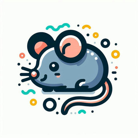 Vector illustration of cute cartoon mouse. Isolated on white background.のイラスト素材