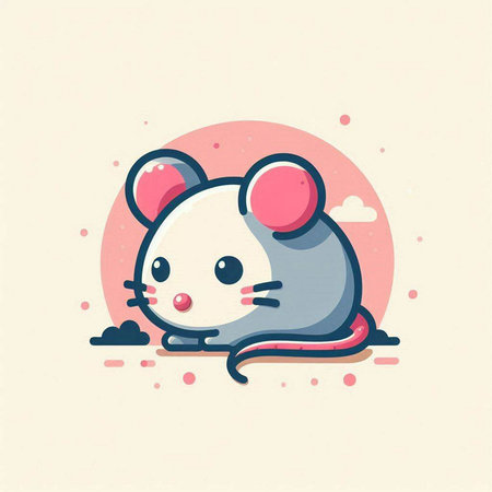 Cute cartoon mouse. Vector illustration in flat style. Isolated on white background.のイラスト素材