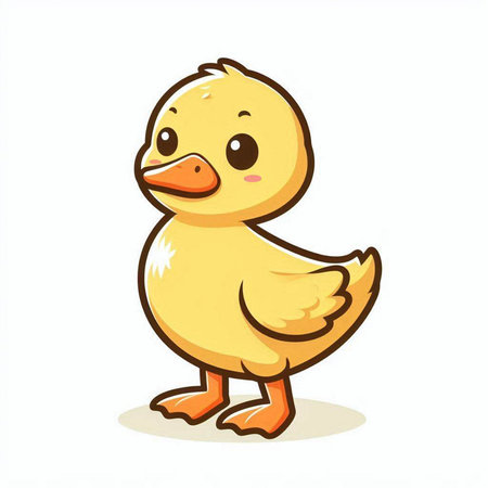 Cute little duckling cartoon vector illustration isolated on white background.のイラスト素材