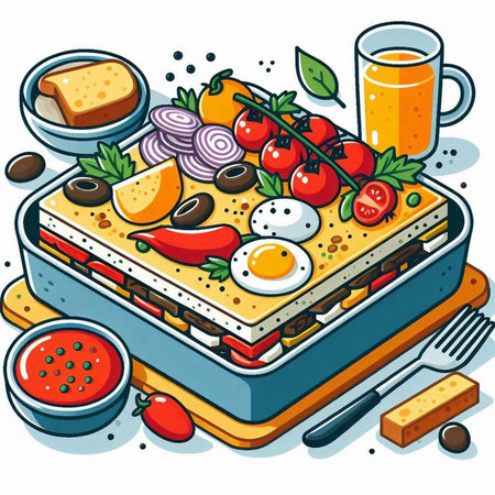 Illustration of a Delicious Homemade Sandwiches Served on a Trayのイラスト素材