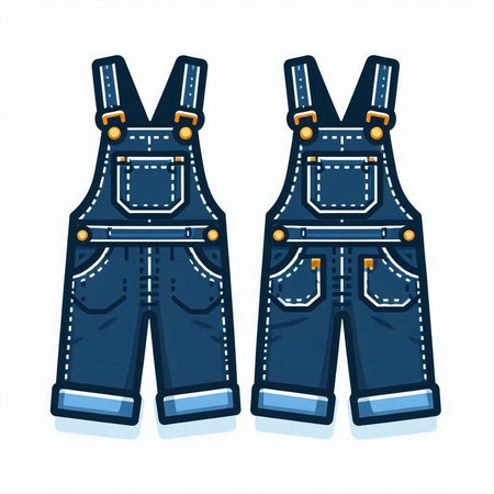 Denim overalls isolated on white background. Vector illustration. Eps 10.のイラスト素材