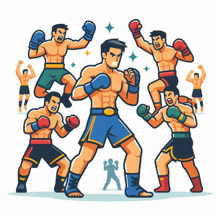 Boxing, mma, mma, kickboxing, vector illustration.のイラスト素材