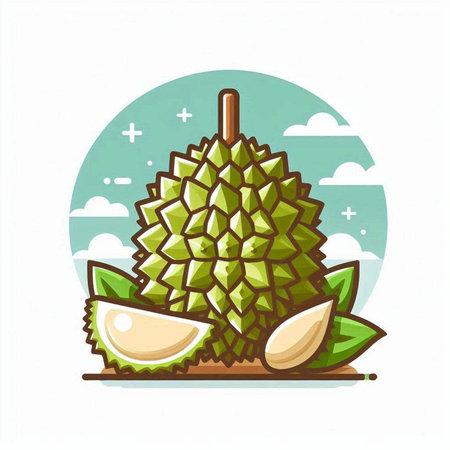 Durian fruit vector illustration. Durian is a tropical fruit.のイラスト素材