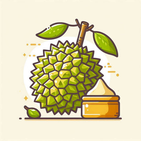 Durian vector icon. Exotic fruit illustration. Durian vector iconのイラスト素材