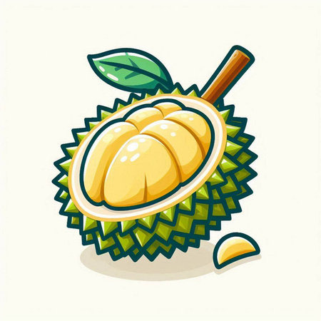 cartoon durian fruit isolated on white background. vector illustration.のイラスト素材