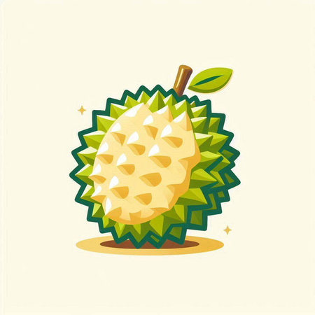 King of fruits, durian isolated on white background. Vector illustration.のイラスト素材