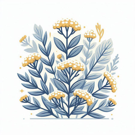 Hand drawn vector illustration of a bunch of yellow flowers and leaves.のイラスト素材