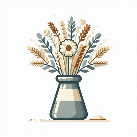 Bouquet of flowers in a vase. Vector illustration.のイラスト素材