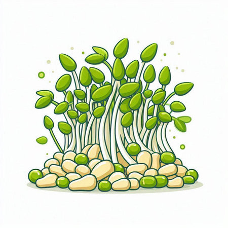 Microgreens on a white background. Vector illustration in cartoon style.のイラスト素材