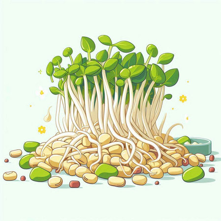 Sprouting Microgreens. Vector Illustration. Healthy Food.のイラスト素材