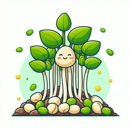 Illustration of a young green sprout on a white background.のイラスト素材