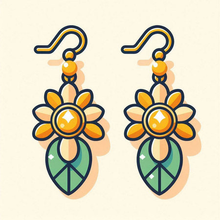 Earrings with precious stones. Vector illustration in trendy flat style.のイラスト素材