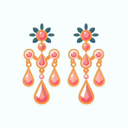 Illustration of earrings in pastel colors on a white backgroundのイラスト素材