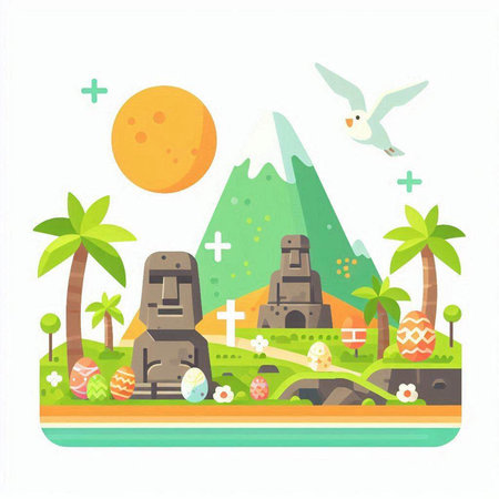 Ancient Egypt. Vector illustration in flat style. Colorful background.のイラスト素材