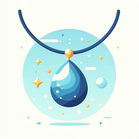 Vector illustration of a pendant on a blue background with stars.のイラスト素材
