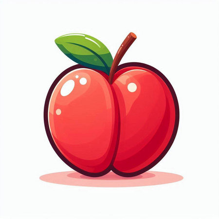 Vector illustration of a cherry on a white background. Cartoon style.のイラスト素材