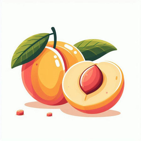 Peach vector illustration isolated on white background. Peach vector illustration.のイラスト素材