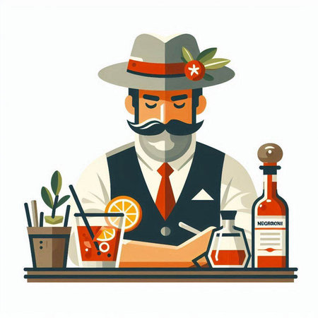 Cocktail barman. Vector illustration in flat cartoon style.のイラスト素材