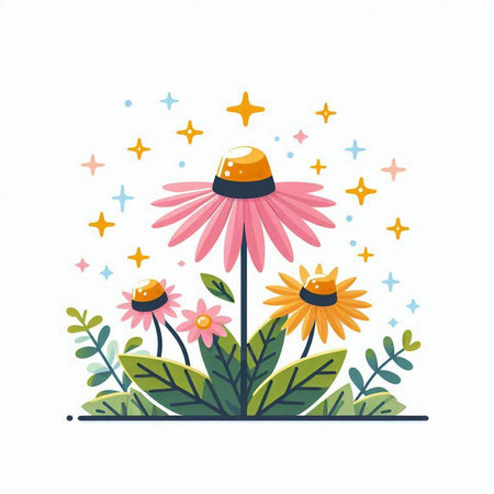 Flower in flat style. Vector illustration. Isolated on white background.のイラスト素材