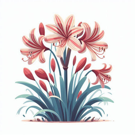 Bouquet of lilies. Vector illustration on white background.のイラスト素材