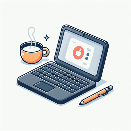 Laptop and coffee cup on white background. Isometric vector illustration.のイラスト素材