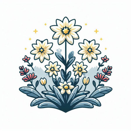 Flower decorative element. Hand drawn vector illustration in vintage style.のイラスト素材