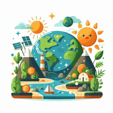 Ecology concept. Flat style vector illustration. World Environment Day.のイラスト素材