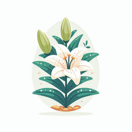 Beautiful lily flower in flat style. Vector illustration for your designのイラスト素材