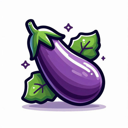 Eggplant vegetable icon. Vector illustration in cartoon style on white backgroundのイラスト素材