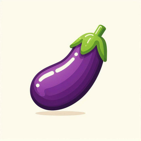 Illustration of a purple eggplant on a light background, vector illustrationのイラスト素材