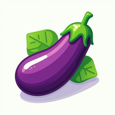 Eggplant. Vector illustration of a fresh purple eggplant.のイラスト素材