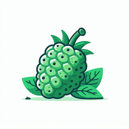 Custard apple vector illustration isolated on white background. Custard apple fruit icon.のイラスト素材