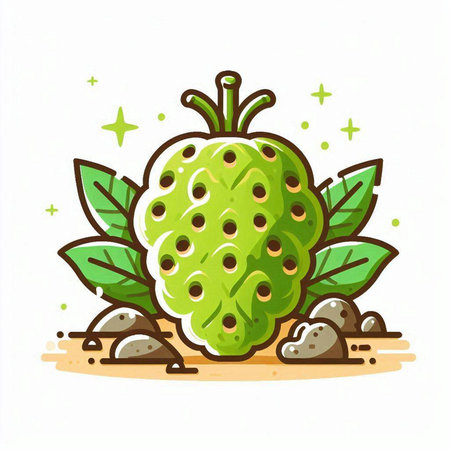 Illustration of a green bergamot fruit on a white backgroundのイラスト素材
