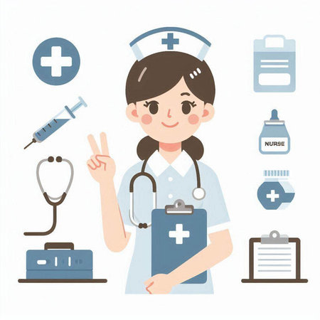 Nurse and health care icon set, vector illustration eps10のイラスト素材
