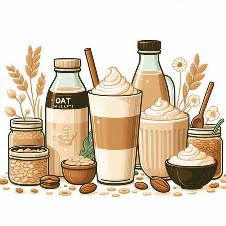 Illustration of a set of different types of latte macchiatoのイラスト素材