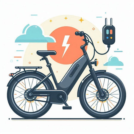 Electric vehicle. Ecological transport. Vector illustration. Flat style.のイラスト素材
