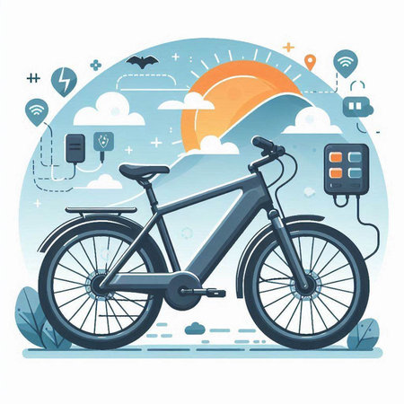 Vector illustration of bicycle in flat design style. The concept of eco transport.のイラスト素材