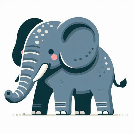Vector illustration of a cute cartoon elephant isolated on a white background.のイラスト素材