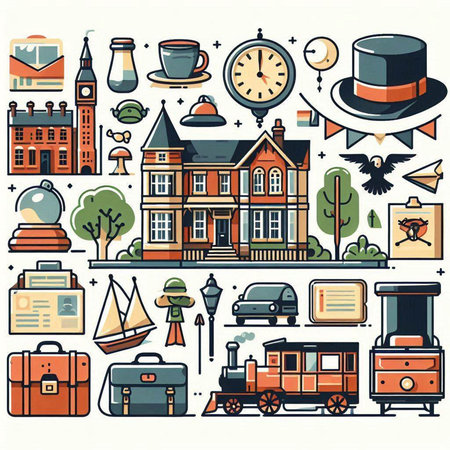 Travel and tourism icons set in doodle style. Vector illustrationのイラスト素材