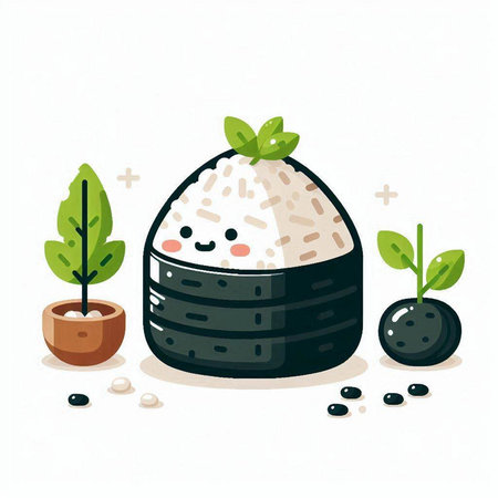 japanese food rice ball vector illustration. japanese foodのイラスト素材