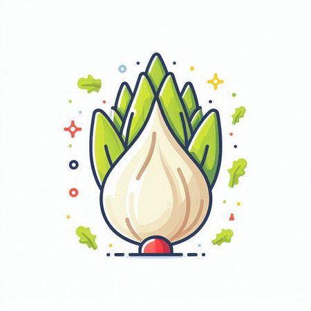 Garlic icon in flat line style on white background. Vector illustration.のイラスト素材