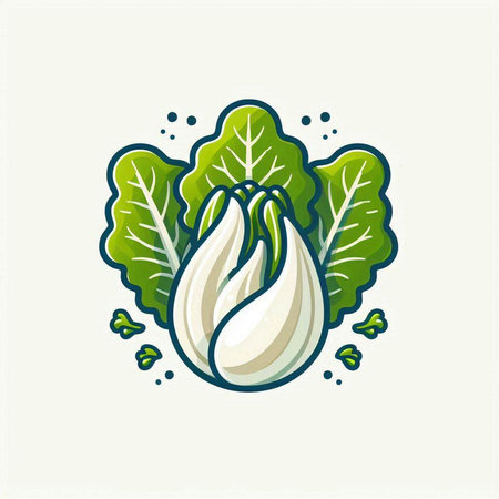 Illustration of Garlic and Lettuce, vector illustration.のイラスト素材