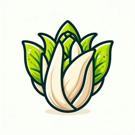 Chicory vector icon. Hand drawn chinese cabbage illustration.のイラスト素材