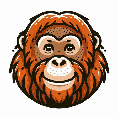 Orangutan head vector illustration isolated on white background. Vector illustration.のイラスト素材