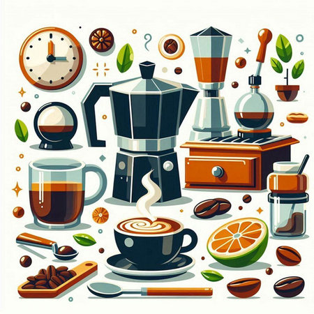 Coffee time. Set of elements for your design. Vector illustrationのイラスト素材