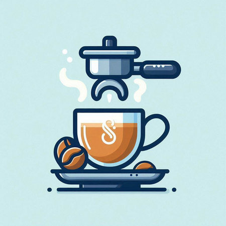 Coffee cup and coffee beans. Vector illustration in flat styleのイラスト素材