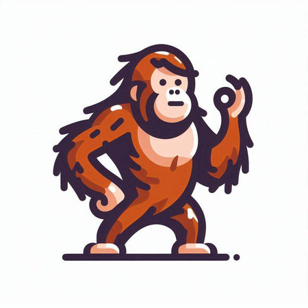 Vector illustration of a monkey in cartoon style isolated on white background.のイラスト素材