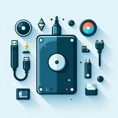Vector illustration of a flat design of a multimedia player. Flat designのイラスト素材